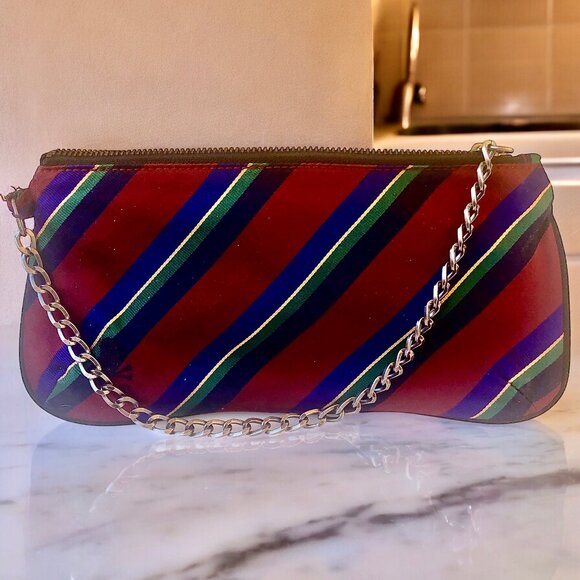 Ralph Lauren Rugby Silk Wristlet Skull & Crossbones Zipper Closure - Picture 11 of 14